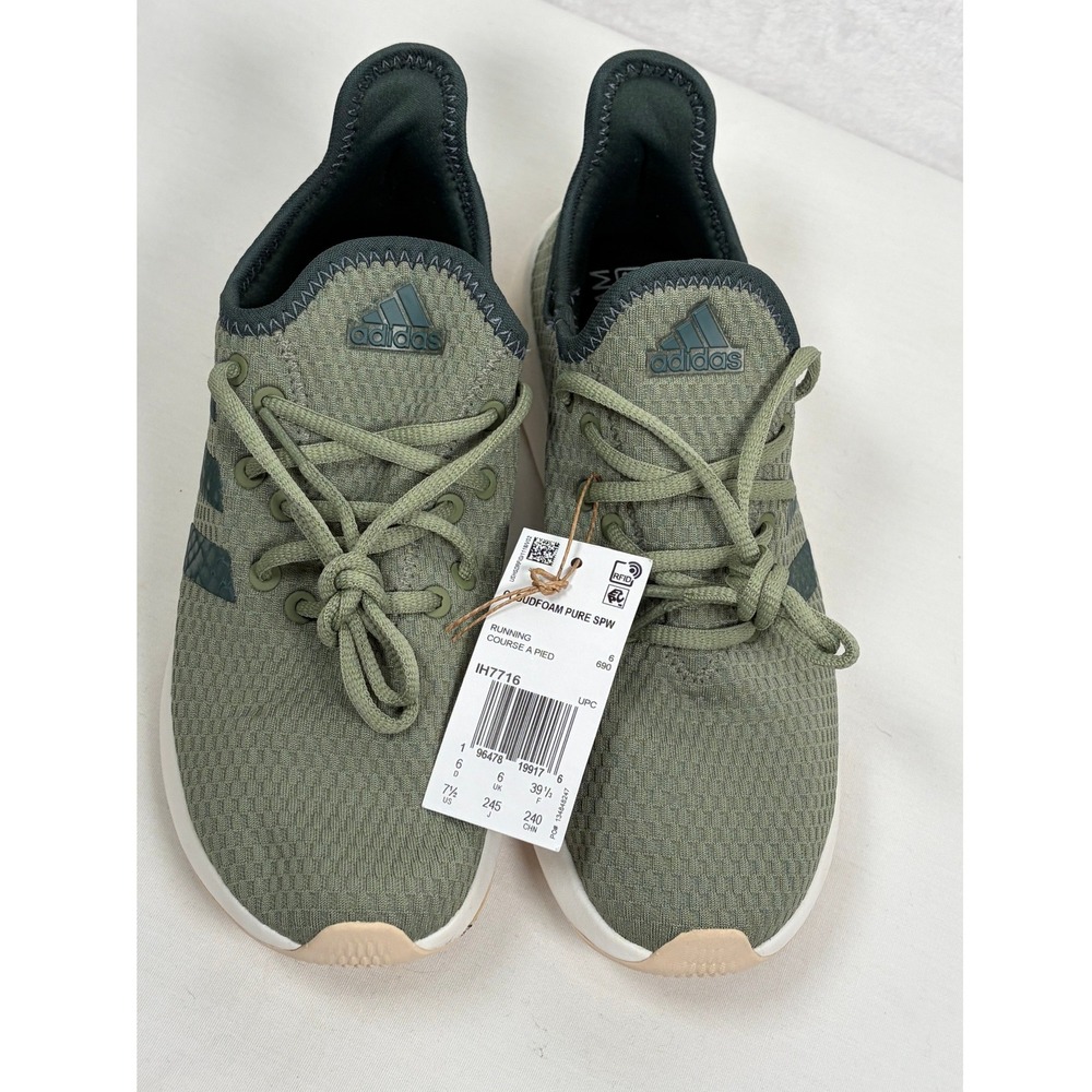 Adidas Cloudfoam Pure SPW Women Running Shoes Size 7.5 Olive Green IH7716 NEW